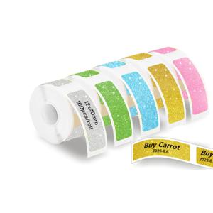 5 롤 12*40mm 반짝이는 라벨 스티커 Marklife P15 P12 P11 D30 Q30S 라벨 프린터 방수 자체 접착 열지