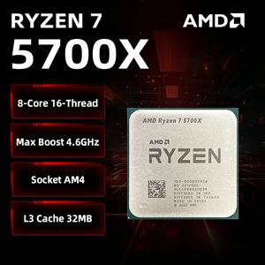 AMD 라이젠 7 5700X 100% 새제품 AMD 5700X CPU 최대 4.6GHz 8코어 16스레드 AM4 소켓 게이밍 프로세서 (데스크탑용) ﻿