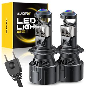 AUXITO 2개입 H7 LED 프로젝터 미니 자동차 헤드라이트 전구 H7 터보 LED 프로젝터 렌즈 헤드램프 좌측/우측 운전석용 12V 자동차 및 오토바이용