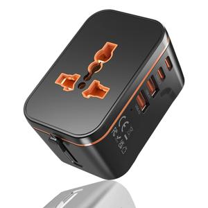 5-In-1 여행용 충전기, 세계 모든 기능을 갖춘 만능 여행용 어댑터, 여행용 PD20W +QC3.0 고속 충전 포트 2개, 가정용