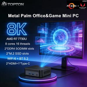 AMD 라이젠 7 7730U 5825U R5 7530U 5600U 게이밍 미니 PC 4K 트리플 디스플레이, 미니 컴퓨터 홈 시어터 오피스 비즈니스 교육용