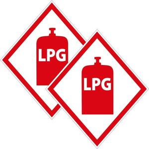 2 X LPG 경고 스티커 캐러밴, 모터홈, 캠핑카 차량 밴 크리에이티브 자동차 스티커 고품질 비닐 커버 방수 PVC