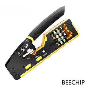 RJ45 네트워크 크림퍼 - 3-in-1 크림핑/절단/스트리핑 LAN CAT8/7/6A/6/5E (STP/UTP) 및 RJ11/12 텔 모듈러 케이블 BEECHIP