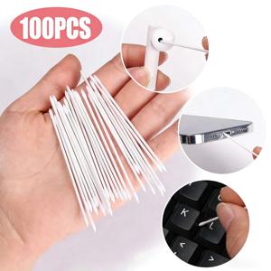 50/100 Pcs AirPods 이어폰 헤드폰 전화 충전 포트 액세서리 용 먼지없는 일회용 청소 면봉 면봉 스틱