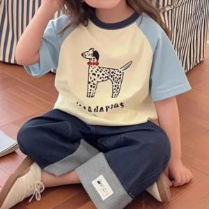 여름 아기 소녀 만화 면화 반팔 티셔츠 패션 탑 새로운 어린이 티셔츠 아동 의류
