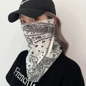 자외선 차단 아이스 실크 마스크, 여름용 통기성 쿨링 마스크, 남녀공용 넥커버 귀걸이형, 운전 등산 자전거용 얇은 풀페이스