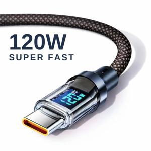 100W 120W USB C 케이블 고속 충전 케이블(LED 디스플레이 포함), USB A to C & C to C 충전 케이블, 고속 타입 C 케이블 (휴대폰용)