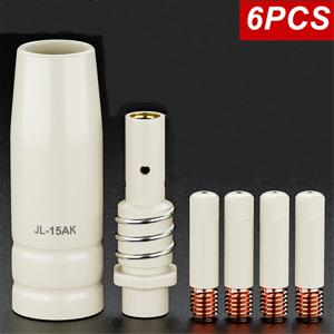 6개/팩, MB-15AK 15AK 코팅 용접 도구 0.8mm 1.0mm 1.2mm 보라색 구리 전도성 코팅 노즐 절연 슬리브 연결부