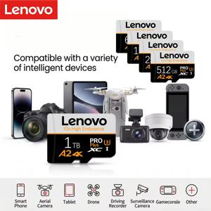 레노버 마이크로 SD 카드 1TB 고속 메모리 카드 512GB 256GB 128GB 64GB 클래스 10 U3 V30 TF 플래시 카드 (휴대폰, 카메라, PC용)