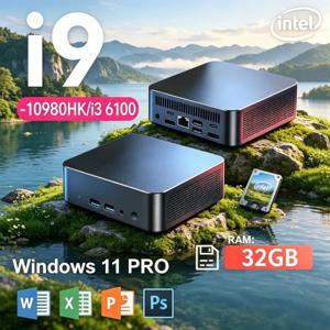 노바테 2026 프리미어 드롭 미니 PC 코어 I9 10980HK/ I3 6100 프로세서 윈도우 11 프로 32GB 램 1TB 2TB SSD 와이파이 6 블루투스 5.2