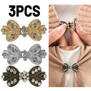 1/3PCS 라인스톤 카디건 클립 브로치 꽃 모양 옷 고정 버클 숄 칼라 핀 스웨터 스카프 클래스프 의류 액세서리