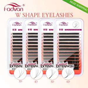FADVAN W 모양 3D/4D/5D/6D 프리메이드 팬 속눈썹 연장 자동 꽃모양 자연스럽고 부드러운 전문가용 속눈썹