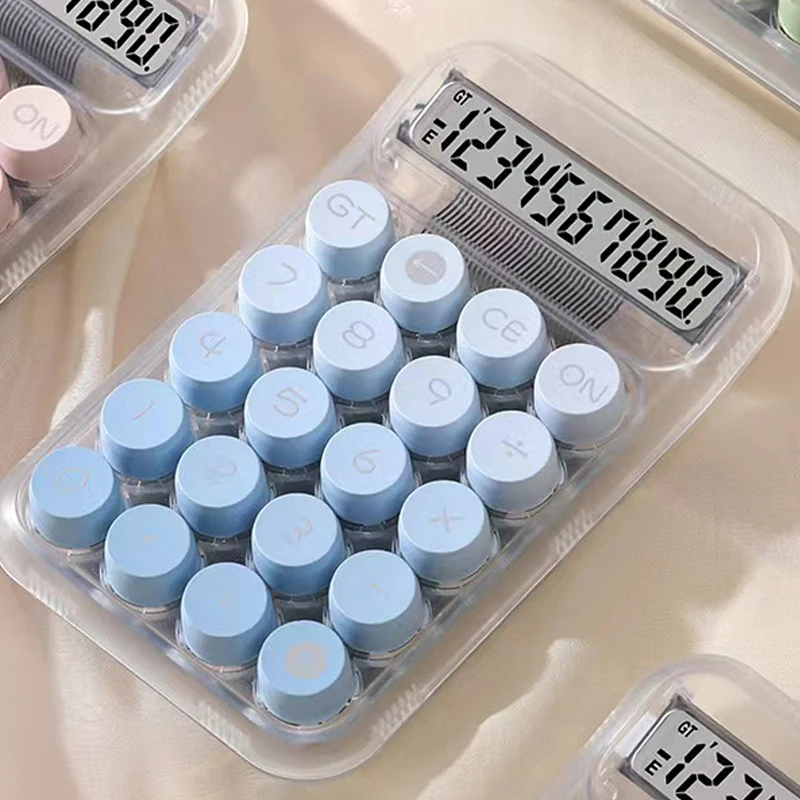 1PC 투명 그라디언트 대형 버튼 계산기 대형 스크린 전자 계산기 10 자리 학생 특정 계산기