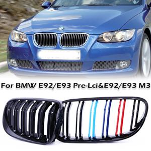 크롬 카본 M 컬러 키드니 그릴 레이싱 ABS 그릴 BMW 3 시리즈 E92 E93 프리-LCI&E92 E93 M3 글로스 매트 블랙 M 컬러 320