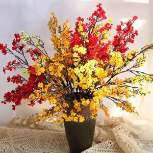 흰색 인공 꽃 벚꽃 Gypsophila 가짜 식물 DIY 웨딩 꽃다발 꽃병 홈 장식 가짜 축제 지점
