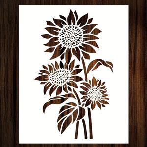 A4 크기 재사용 가능한 DIY 해바라기 그림 템플릿 홈 정원 꽃 장식 야외 나무 아트 스케치 도구