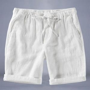 루즈핏 린넨 반바지 남성 여름 얇은 스트레이트 레그 코튼 린넨 솔리드 컬러 캐주얼 팬츠 하이웨이스트 트라우저