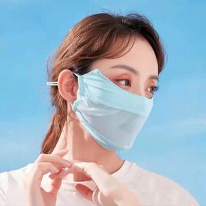 새로운 통기성 얼음 실크 마스크 안티 자외선 얼음 실크 선 스크린 마스크 메쉬 페이스 베일 야외 스포츠