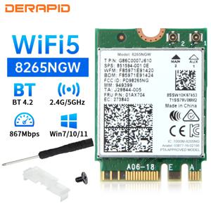 Intel 8265 AC8265 8265NGW NGFF M.2 867M Wifi 카드 WIFI Bluetooth-Compatoble 4.2 네트워크 어댑터 Win7/10/11 용 듀얼 밴드