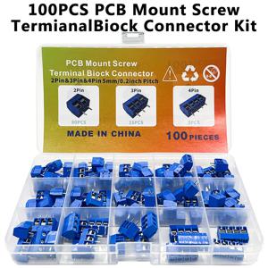100PCS PCB 장착 스크류 터미널 블록 커넥터 키트 KF301-2P 3P 4P 터미널 5.08MM 포스트 스플라이싱 플러그인 PCB 키트