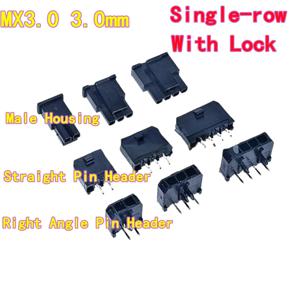 20PCS MX3.0 커넥터, 3.0mm 피치, 미니 5557 타입 단일 행 수/암 하우징 및 헤더(잠금 장치 포함), 2P/3P/4P/5P/6P