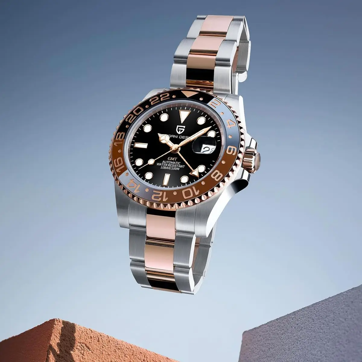 새로운 1662 PAGANI DESIGN GMT 자동 시계 40mm 남성용 손목시계 탑 브랜드 100M 방수 기계식 손목시계 남성용 Cloc