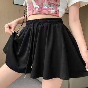 플러스 사이즈 여성용 A라인 반바지 얇은 디자인 캐주얼 루즈핏 여름 패셔너블한 살을 가려주는 와이드 레그 팬츠 스커트