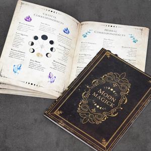 달의 마법 일기, 음력 주문집, 마법 의식 계획용 그리모아르 노트, 달의 위상 추적, 보름달, 초승달, 매니프