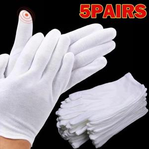 10Pcs 건조한 손을 위한 흰색 면 작업 장갑 필름 처리용 SPA 장갑 의식용 고탄성 장갑 가정용 청소 도구