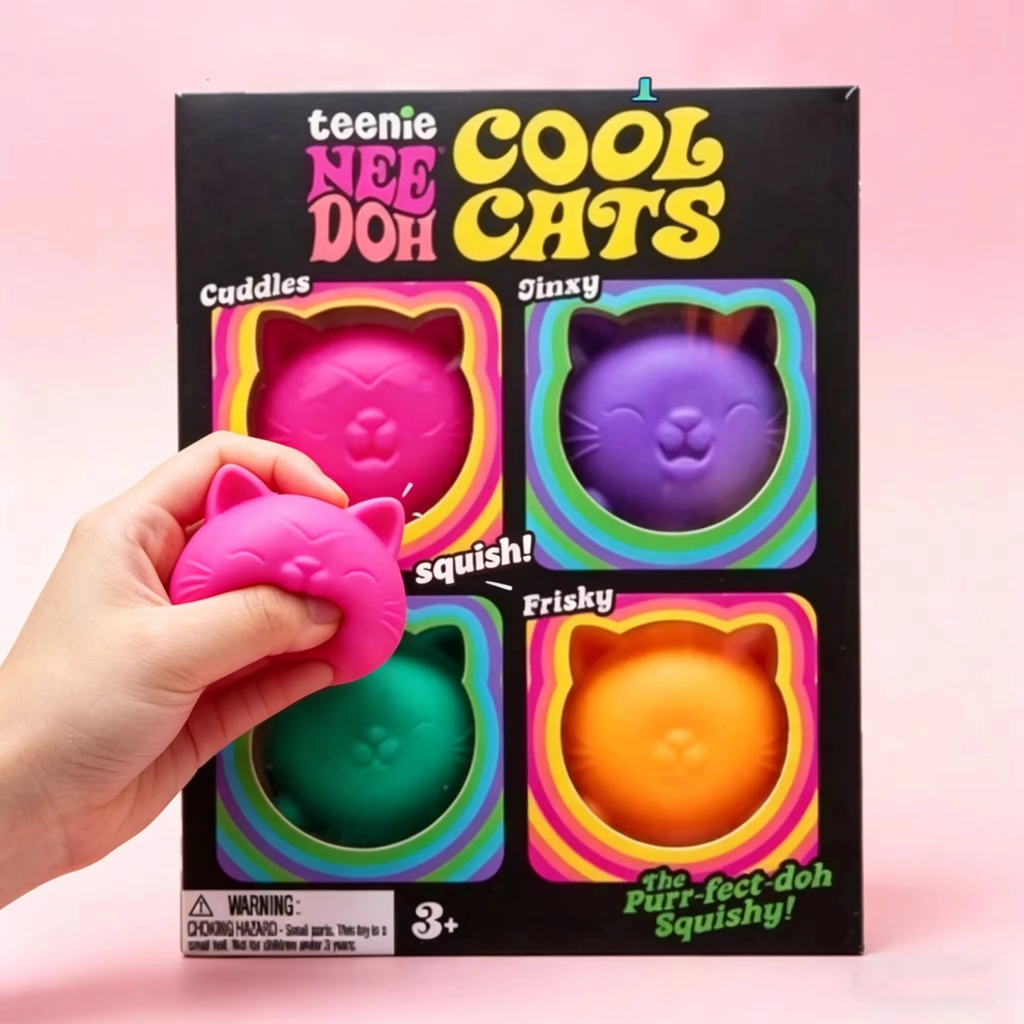 Schylling NEEDOH Cool Cat Squishy Toys 슬로우 라이즈 스트레스 릴리프 볼 성인 어린이를 위한 감각 피젯 장난감 항불안 감각 장난감