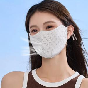 【xxx】단색 통기성 아이스 실크 마스크 세탁 가능 자외선 차단 마스크 방진 메쉬 페이스 커버 스카프 야외 스포츠 마스크