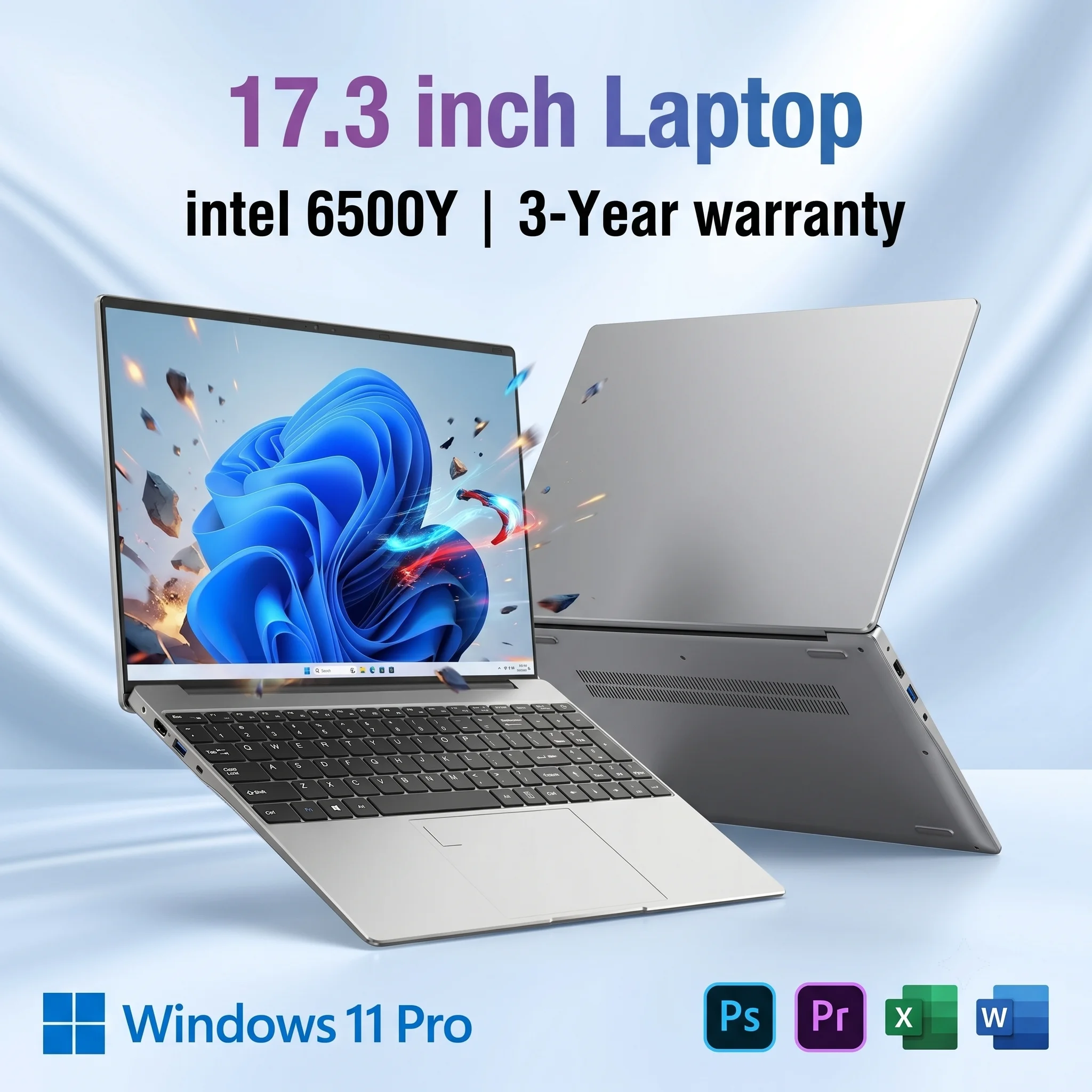 17.3인치 휴대용 노트북 인텔 6500Y 윈도우 11 32GB 2TB HD 디스플레이 지문인식 게이머 학습용 사무용 노트북 컴퓨터 PC