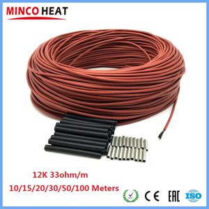 MINCO 적외선 온열 바닥 케이블, 전기 탄소 가열 와이어, 5-100 m, 12K, 33ohm/m