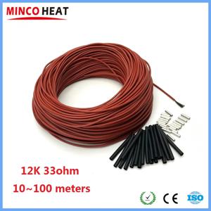MINCO 열 10 ~ 100 미터 적외선 따뜻한 바닥 케이블 12K 33ohm/m 전기 탄소 난방 전선
