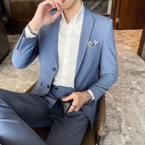 2025 남성 비즈니스 정장 슬림핏 웨딩 드레스 투피스 세트 M-4XL 세련된 잘 생긴 올인원 연회 바지
