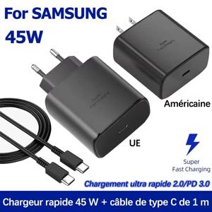 삼성 USB C 충전기 PD 퀵차지 3.0 45W 고속 충전, 갤럭시 플러스용 USB 타입 C 케이블 휴대폰 충전