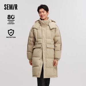 세미르 다운 재킷 남성용 3중 방수 중간 길이 아우터웨어 2026 신상 대비되는 색상 스포츠 스타일 겨울 의상 두꺼운 커플룩