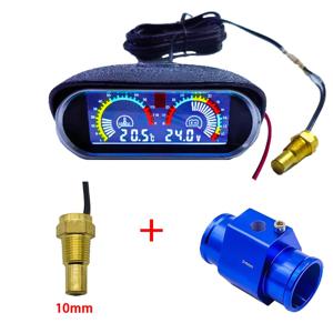 12V 24V 디지털 수온 게이지 + 볼트 수온 센서 1/8NPT 헤드 플러그 조인트 파이프 센서 라디에이터 호스 어댑터