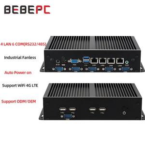 Inter I3-5005U/I5-4300U/I7-4600U DDR3 SSD를 갖춘 BEBEPC 산업용 미니 PC 4xLAN 6xDXB9 COM 컴퓨터가 장착된 Linux WiFi 4G LTE 지원