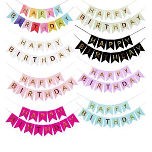 생일 축하 스 트리머 핫 스탬핑 더브 테일 풀 플래그 거실 정원 몰 카페 어린이 생일 파티 장식 배너
