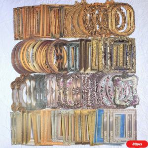 Journamm 80pcs 프레임 종이 스티커 팩 빈티지 스티커 장식 스티커 정크 저널 용품 DIY Scrapbooking 플래너 콜라주