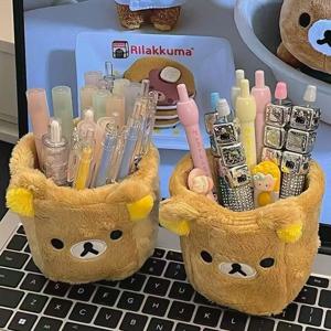 플러시 연필 홀더 화장품 펜 컨테이너 Kawaii 데스크 액세서리 사무실 주최자 아이 편지지 보관 상자 선물