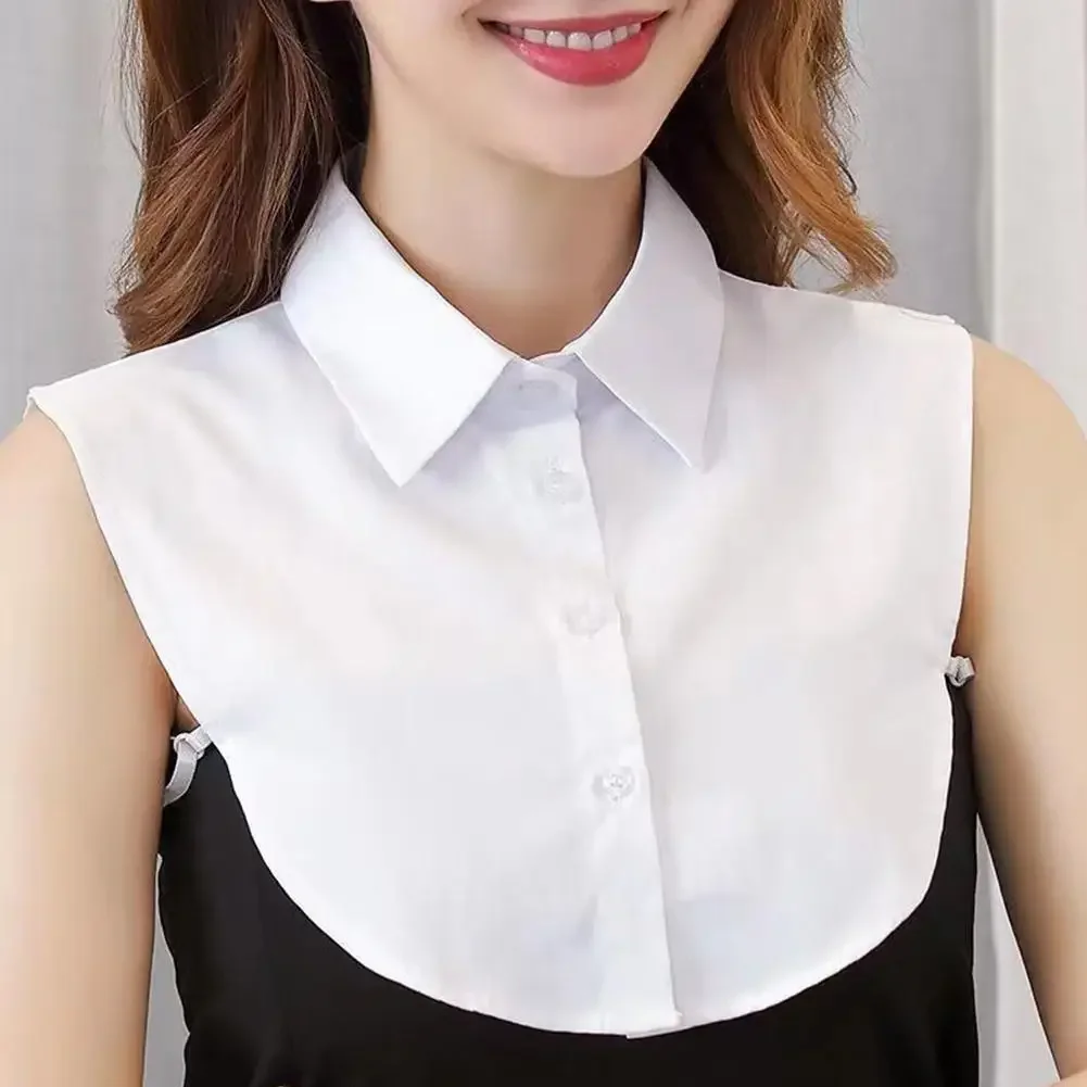 여자 셔츠용 가짜 칼라 탈부착 가능한 칼라 반가짜 블라우스 졸업 가운 탑스 단색 가짜 칼라 화이트/블랙