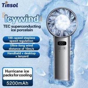 TINSOL 아이스 쿨링 고속 휴대용 선풍기 5200mAh 휴대용 미니 선풍기, 여행, 캠핑, 야외 활동에 적합