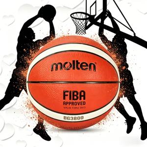 몰텐 BG3800 FIBA 승인 농구공, 공식 사이즈 7 실내/외 게임용 공, 뛰어난 그립감을 가진 내구성 있는 합성 가죽