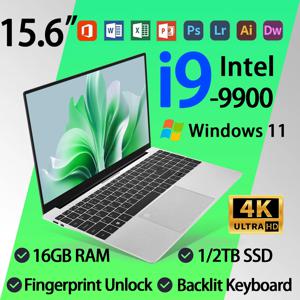 인텔 코어 i9 9900 노트북 윈도우 11 16GB 램 1TB SSD 4K HD 화면 휴대용 슬림 노트북 PC 게이머용 15.6인치 컴퓨터 사무용