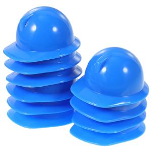 20pcs 미니어처 건설 헬멧 애완 동물을위한 플라스틱 안전 모자 케이크 토퍼 와인 병 뚜껑 내구성 DIY 파티