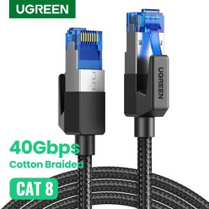 UGREEN-CAT 8 이더넷 케이블, 40Gbps 2000MHz 네트워킹 나일론 꼰 인터넷 랜 코드 노트북 PS 4 라우터 RJ45 케이블