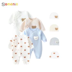 Somenie 소년 소녀 바디 슈트 신생아 겨울 Onesie 의류 코튼 유아 홈웨어 0-6M 두꺼운 봄, 가을 의류