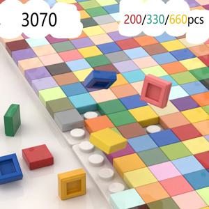 200/330/660pcs MOC 픽셀 입자 플레이트 부드러운 1x1 DIY 빌딩 블록 플랫 스퀘어 벽돌 할로윈 크리스마스 어린이 장난감 3070